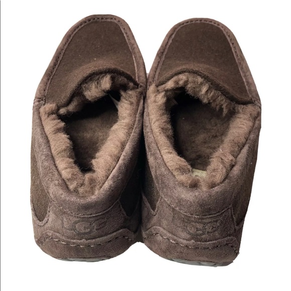 UGG Ascot Suede Wool Moccasin Slippers 8 Espresso - Picture 4 of 6